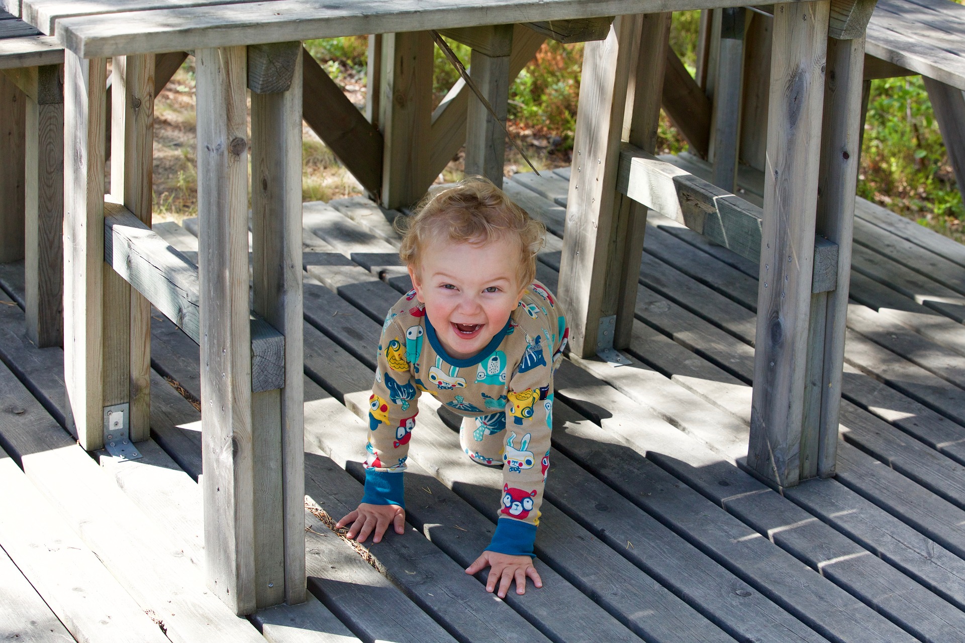 Child playing hide and seek